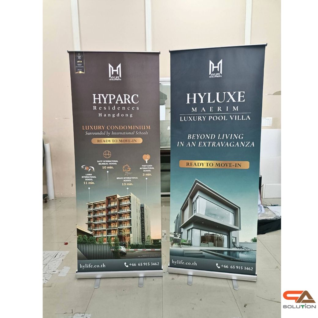 ROLL UP GRADE A โรลอัพ ขนาด 80x200 ซม. โครงสร้างอะลูมิเนียมอย่างดี แข็งแรง ทนทาน ม้วนเก็บได้ พกพาสะดวก