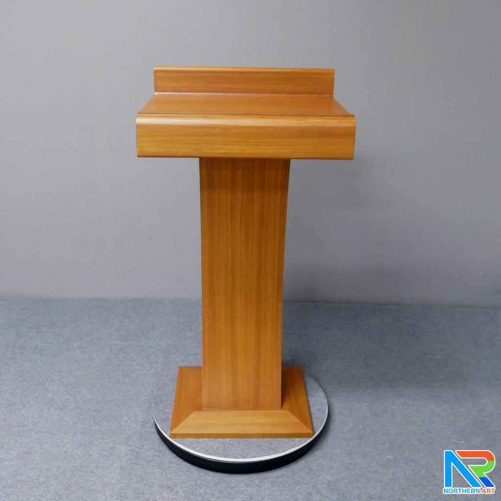 โพเดียมไม้ สีสัก ทรงโมเดิร์น TOPตรง ขนาด (W)55 x (L)42 cm. สูง 111 cm.