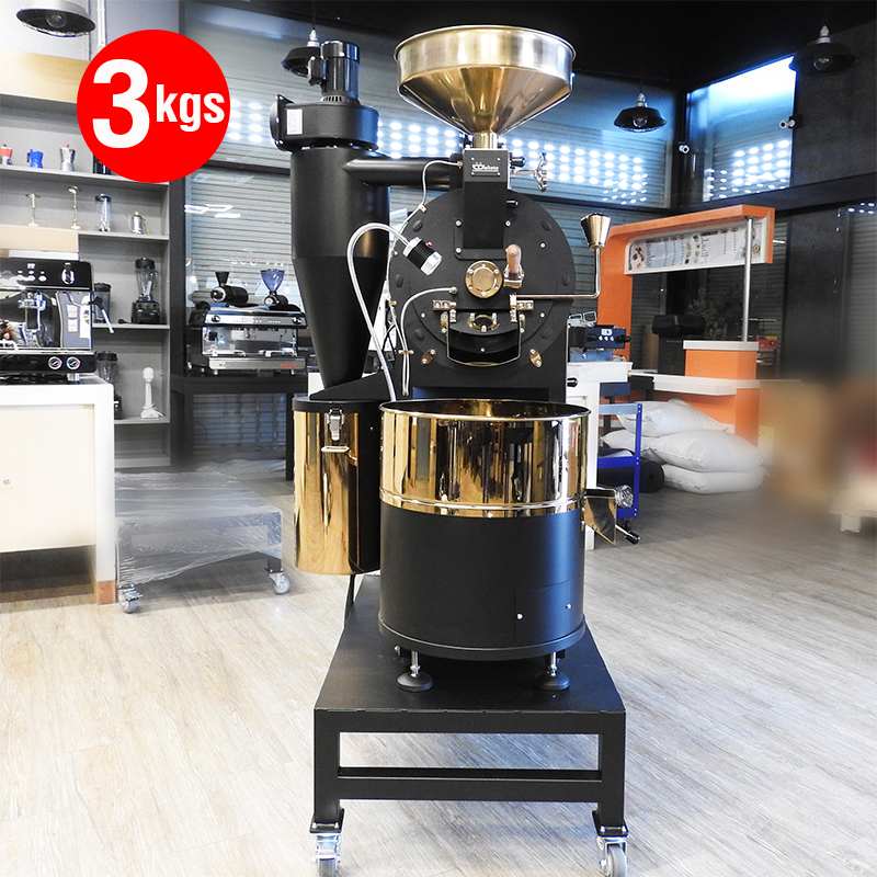 เครื่องคั่วกาแฟ 3 กิโลกรัม แก๊ส มีระบบเชื่อมต่อคอมพิวเตอร์เพื่อควบคุมการคั่ว