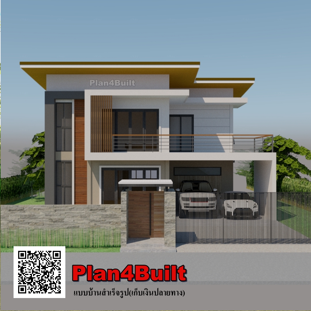 แบบบ้านโมเดิร์น2ชั้น 3ห้องนอน3ห้องน้ำ จอดรถ2คัน