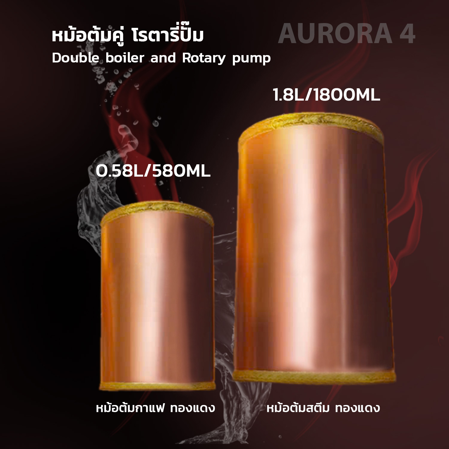 APRESSO AURORA 4 เครื่องชงเอสเปรสโซ 50VFE ปรับน้ำได้|พร้อมหน้าจอ LCD