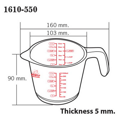 Measuring Jug High Quality glass 12 OZ thickness 5 mm. 1610-550