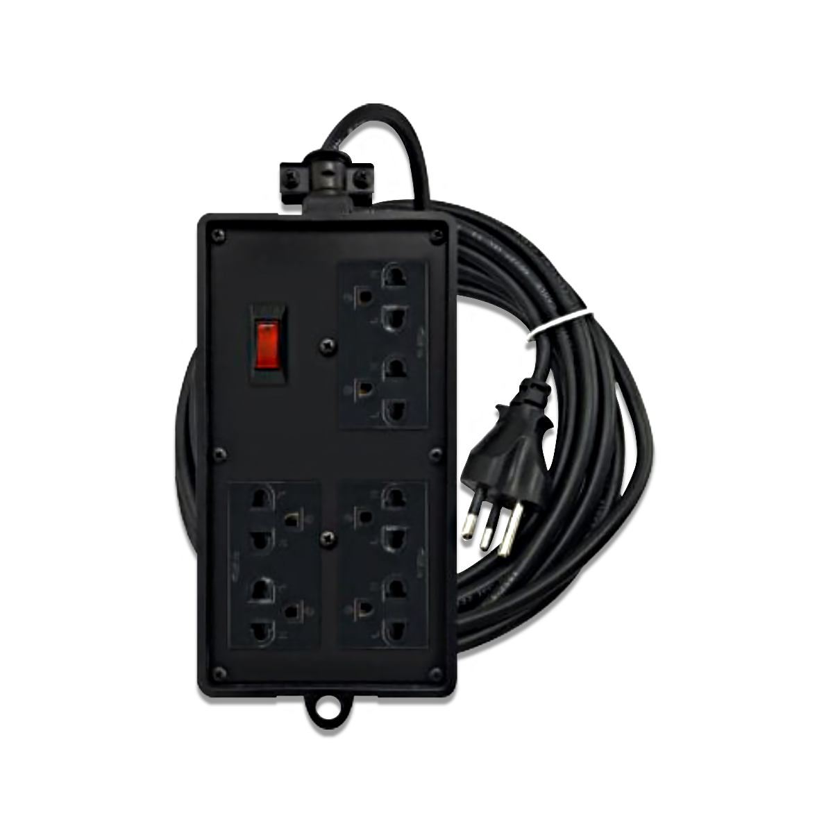 NANO บล็อคยาง 4x8" เต้ารับ 6 ช่อง + เมนสวิทซ์ 10A (สายยาว 10M) Black Series รุ่น RBB10HS6-48-10M (1 ชิ้น/กล่อง)