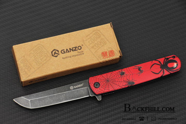 มีดพับGanzo รุ่น G626 - RD ด้ามสีแดง ใบมีดหัวตัด TANTO 440 Steel / ของแท้ 100%