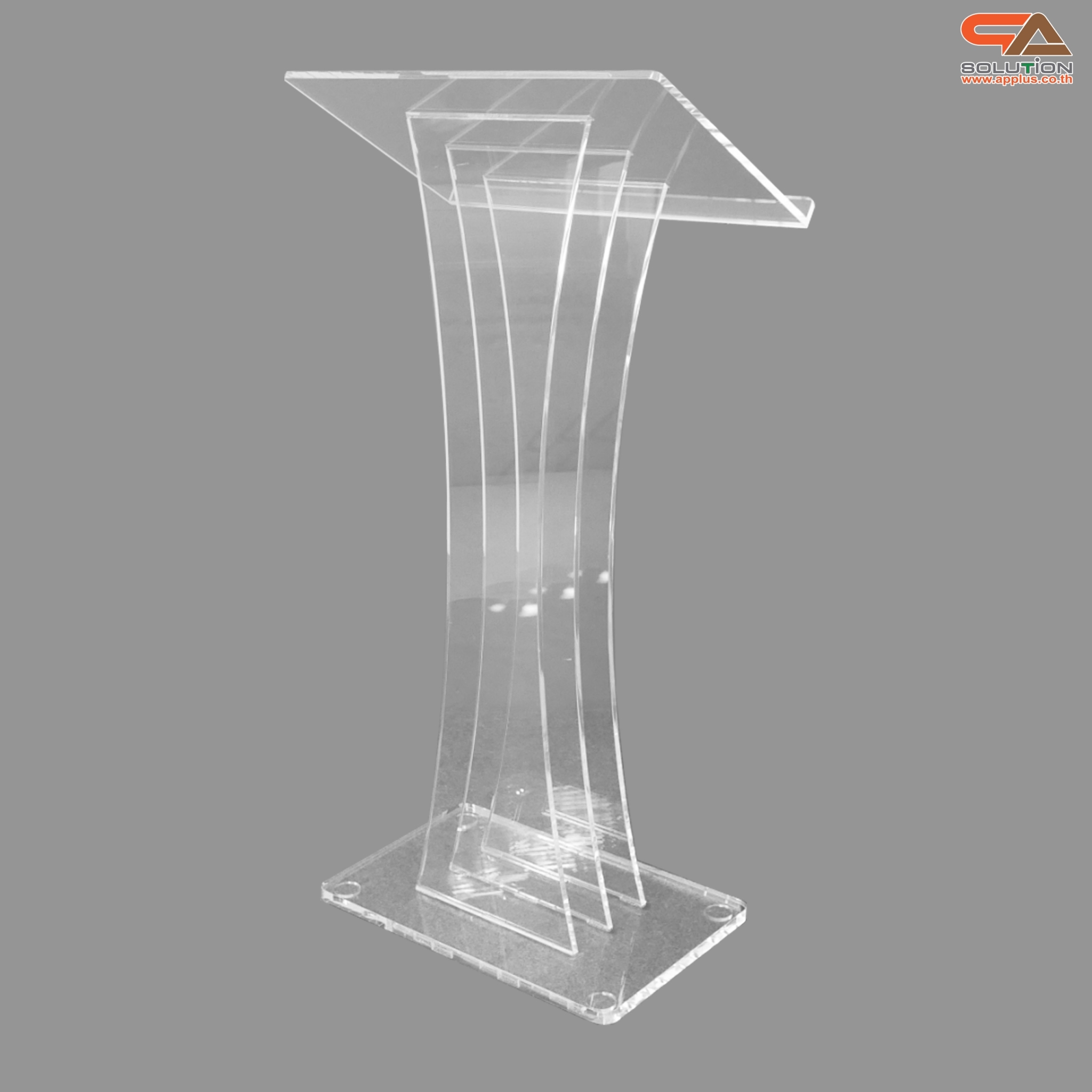 โพเดียม อะคริลิคใส AC-02 ขนาด(W)60 x (L)40 x (H)123 cm. TOP เอียงพร้อมกันตก วัสดุอะคริลิคใส หนา 10-20 มม.