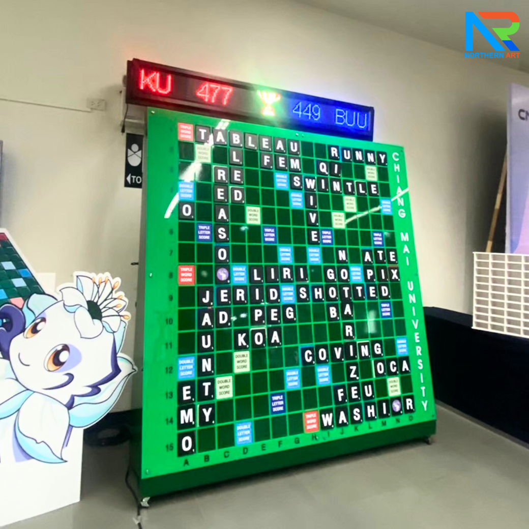 เกมส์ครอสเวิร์ด Crossword Game ขนาด (W)200 x (H)207 cm. พร้อมแผ่นตัวอักษร ช่องเก็บตัวอักษร และ แท่นวางตัวอักษร