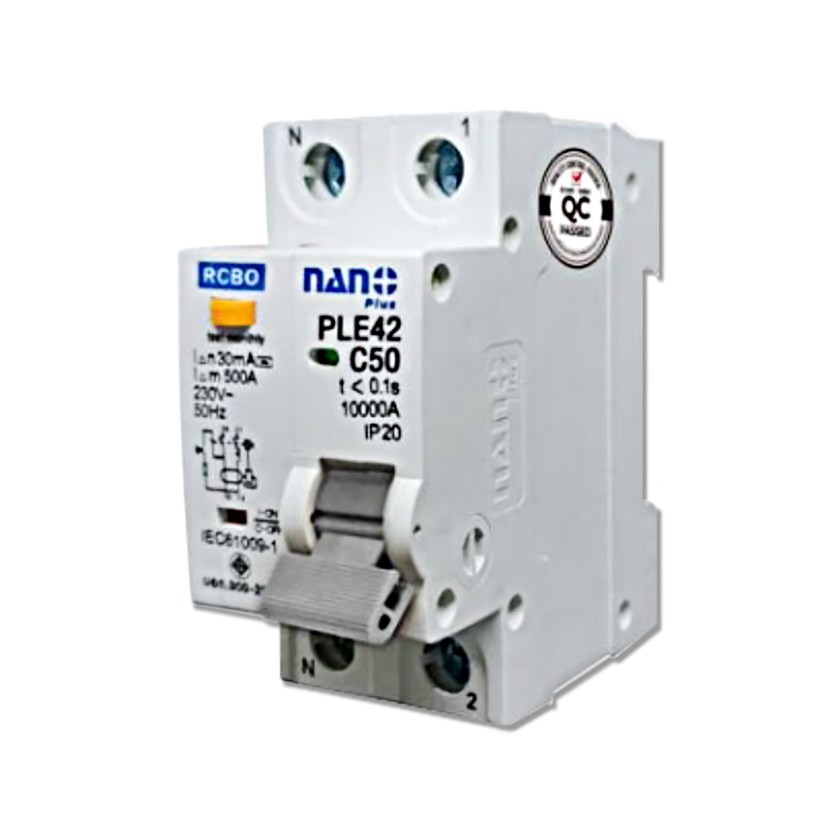 NANO เซอร์กิตเบรกเกอร์กันดูด NANO PLUS 2P 50A 10kA