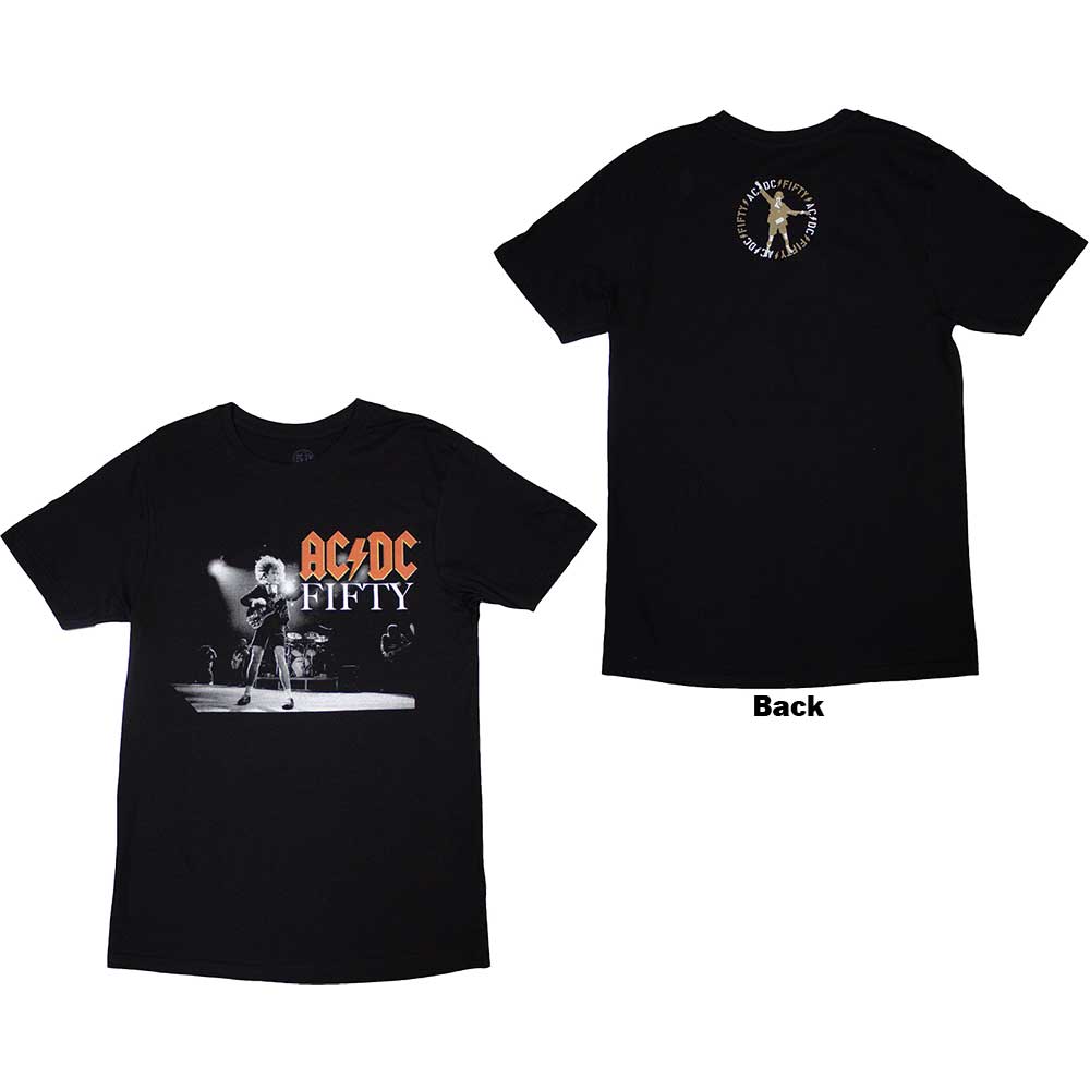 AC/DC Unisex T-Shirt: On Stage Fifty (Back Print) BLACK