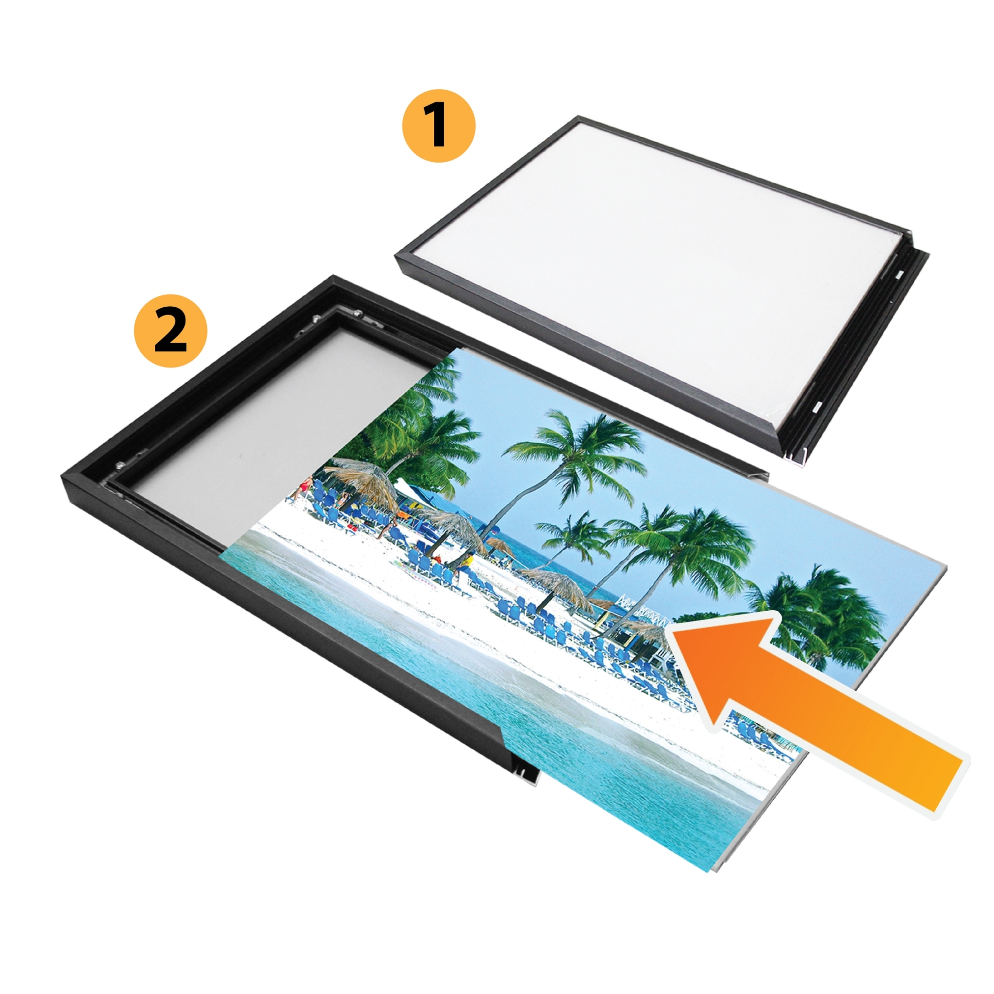 กรอบอะลูมิเนียม กรอบโปสเตอร์ กรอบรูป SNAP FRAME รุ่น B สีดำ สอดงานพิมพ์ด้านบน น้ำหนักเบา ติดตั้งง่าย ไม่ต้องเจาะผนัง