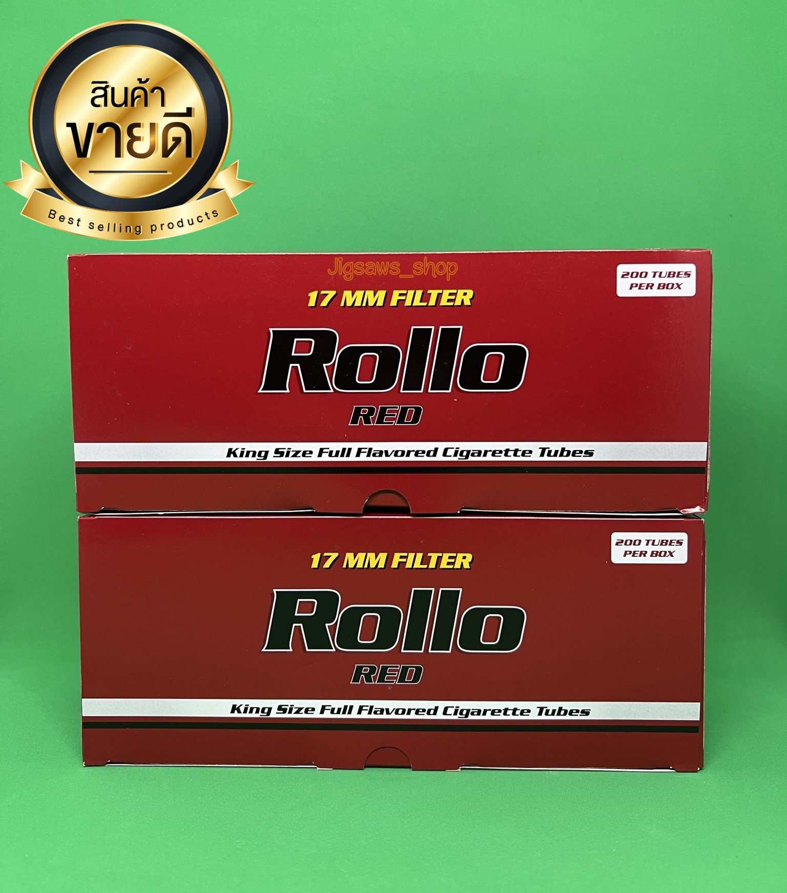 ก้นกรองเปล่าบุหรี มวนเปล่าบุหรี่ บุหรี่ทำมือ สูตรมวนร้อน Rollo RED 17 MM FILTER จำนวน 400 มวน (200มวน x 2กล่อง) ราคาพิเศษ