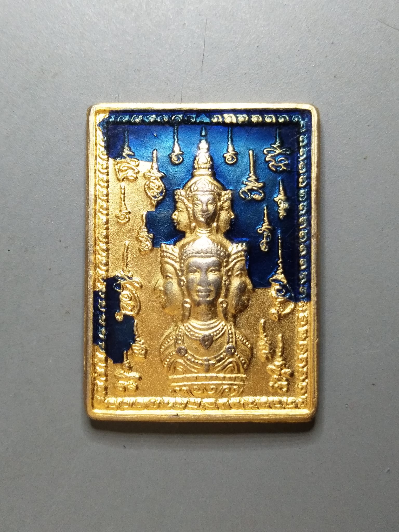 G093 เหรียญแสตมป์ กะไหล่ทองลงยาสีน้ำเงิน หลักเมืองพิเศษ ๙ รอบ ๙ พิธ ี ๑๐๘ ปี ท่านขุนพันธ์ ๒๕๔๙