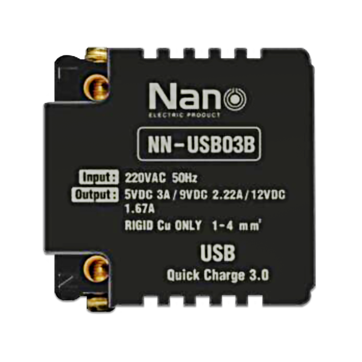 NANO เต้ารับชาร์จเร็ว 3.0 + พีดี 20 วัตต์ USB Type A + Type C ขนาด 2 ช่อง รุ่น Classic series สีดำ รุ่น NN-USB03B (1 ชิ้น/กล่อง)