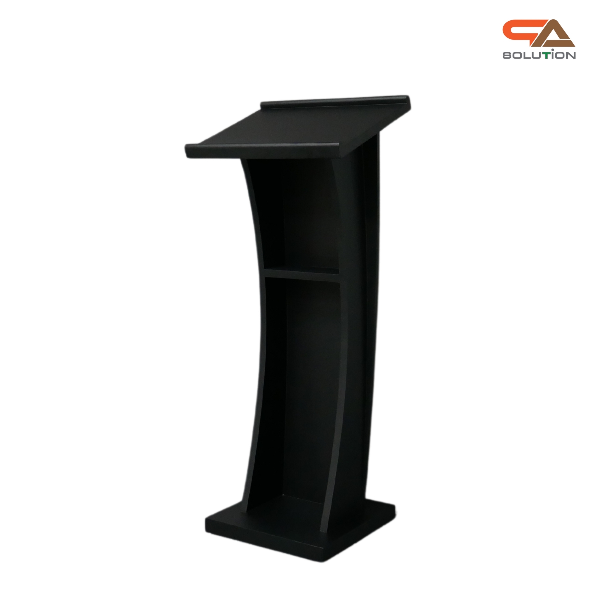 โพเดียมไม้ สีดำ ขนาด (W) 50 x (L) 40 x (H) 120ซม.TOP เอียง พร้อมชั้นวางของ