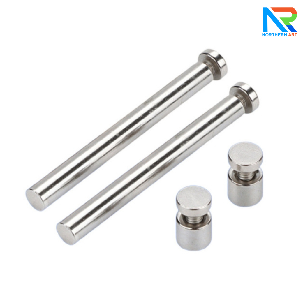 หมุดสแตนเลส หมุดตั้งกรอบรูป สีเงิน ( 1 ชุด 4 ตัว สั้น 2 ยาว 2 ) สำหรับกรอบรูปอะคริลิค (สั่งขั้นต่ำ 4 ชุด)