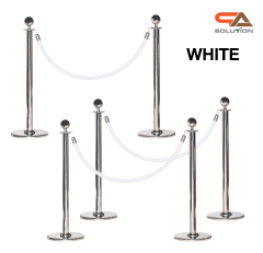 เช่าเสากั้นบริเขต สแตนเลสหัวกลมสีเงิน พร้อมสายผ้าคล้อง สีแดง ดำ น้ำเงิน ม่วง ชมพู ขาว ( ราคาต่อเสา )