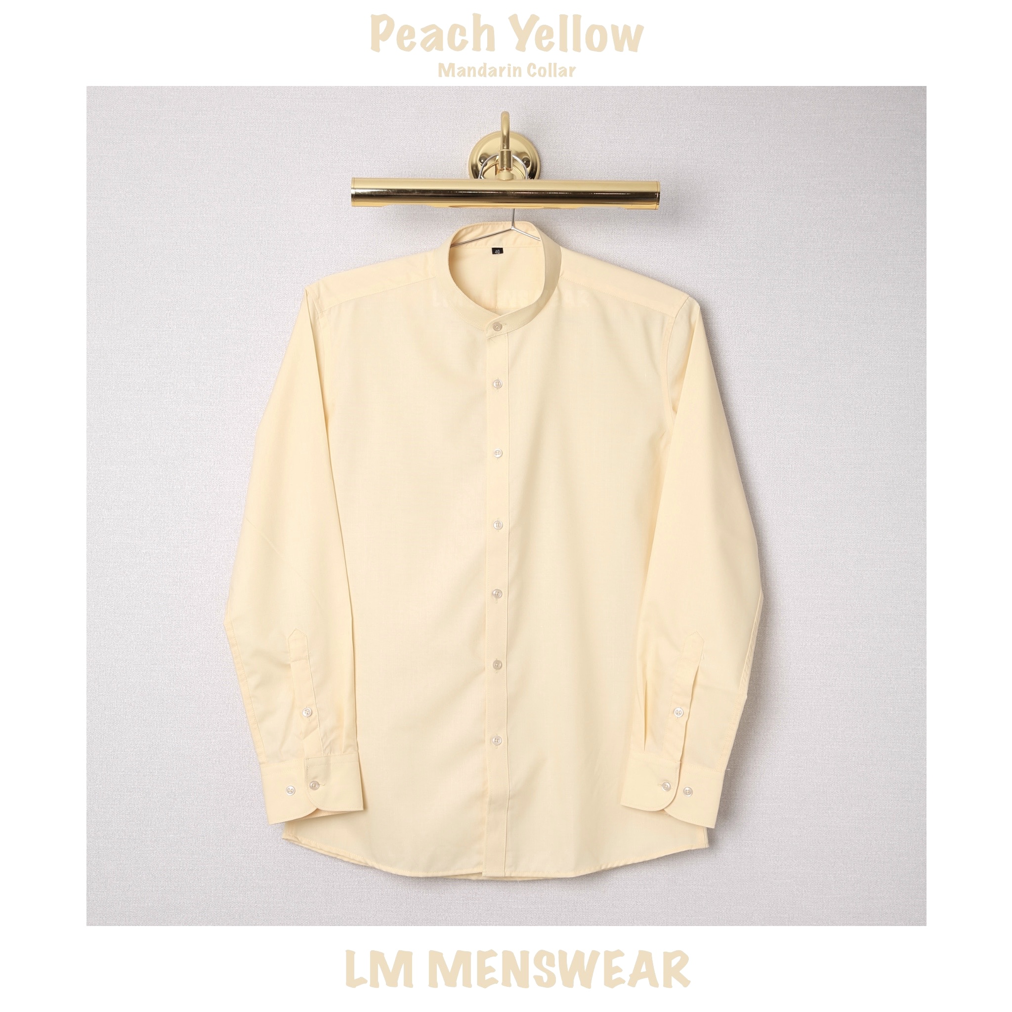เสื้อเชิ้ตคอจีน สีเหลืองพีช (Peach Yellow Shirt - Mandarin Collar)