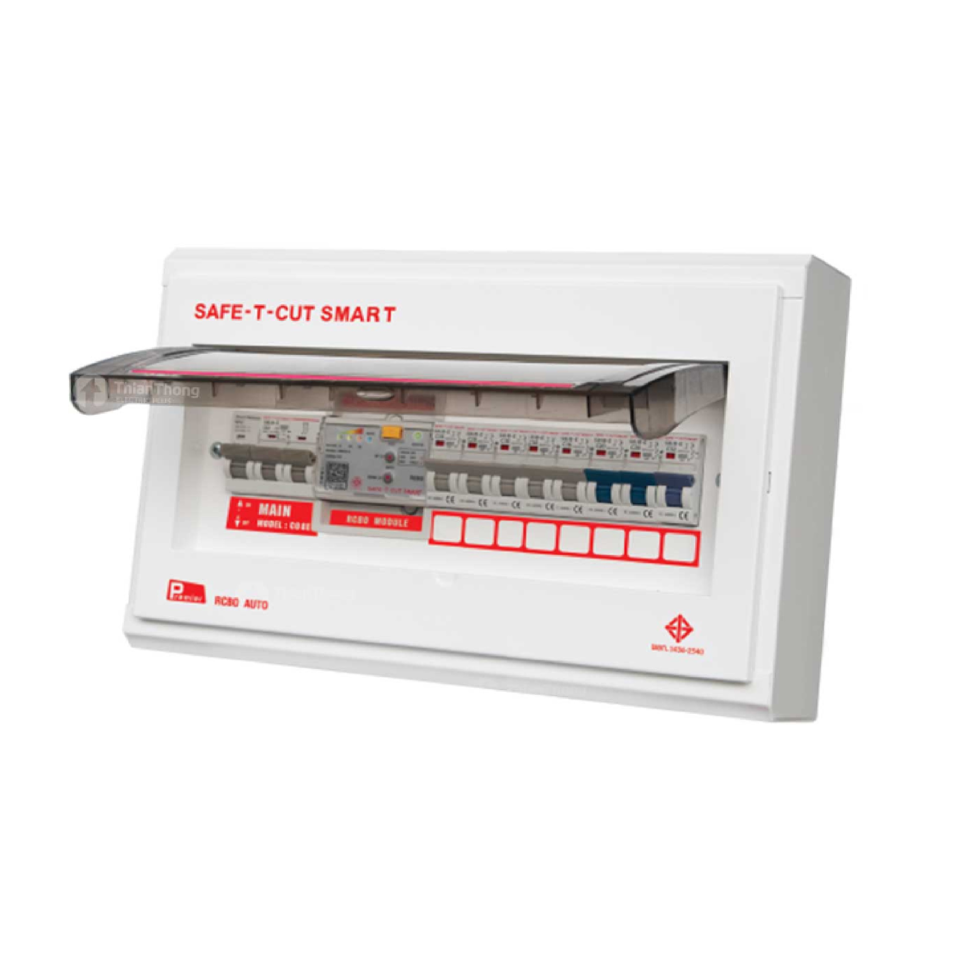 Ssfe T Cut เซฟทีคัท ตู้คอนซูมเมอร์ ตู้กันดูด RCBO 8 ช่อง + เมน 2P 50A CO8E50A Safe-T-Cut Consumer Unit & RCBO เครื่องตัดไฟ กระแสไฟเกิน ไฟฟ้าลัดวงจร