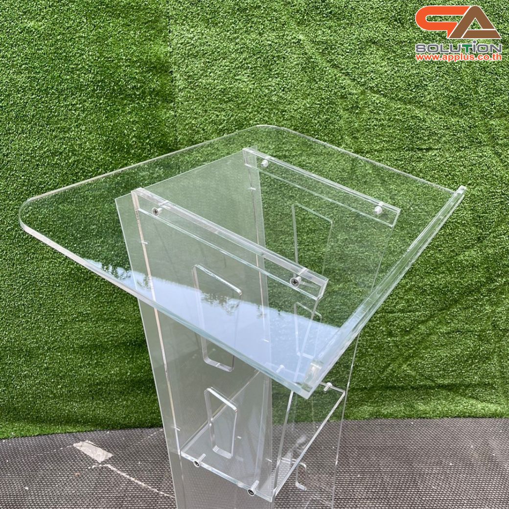 โพเดียมอะคริลิค เรืองแสงLED เปลี่ยนสีได้ พร้อมรีโมท TOP เอียงพร้อมกันตก ขนาด(W)60 x (L)40 x (H)114 cm.