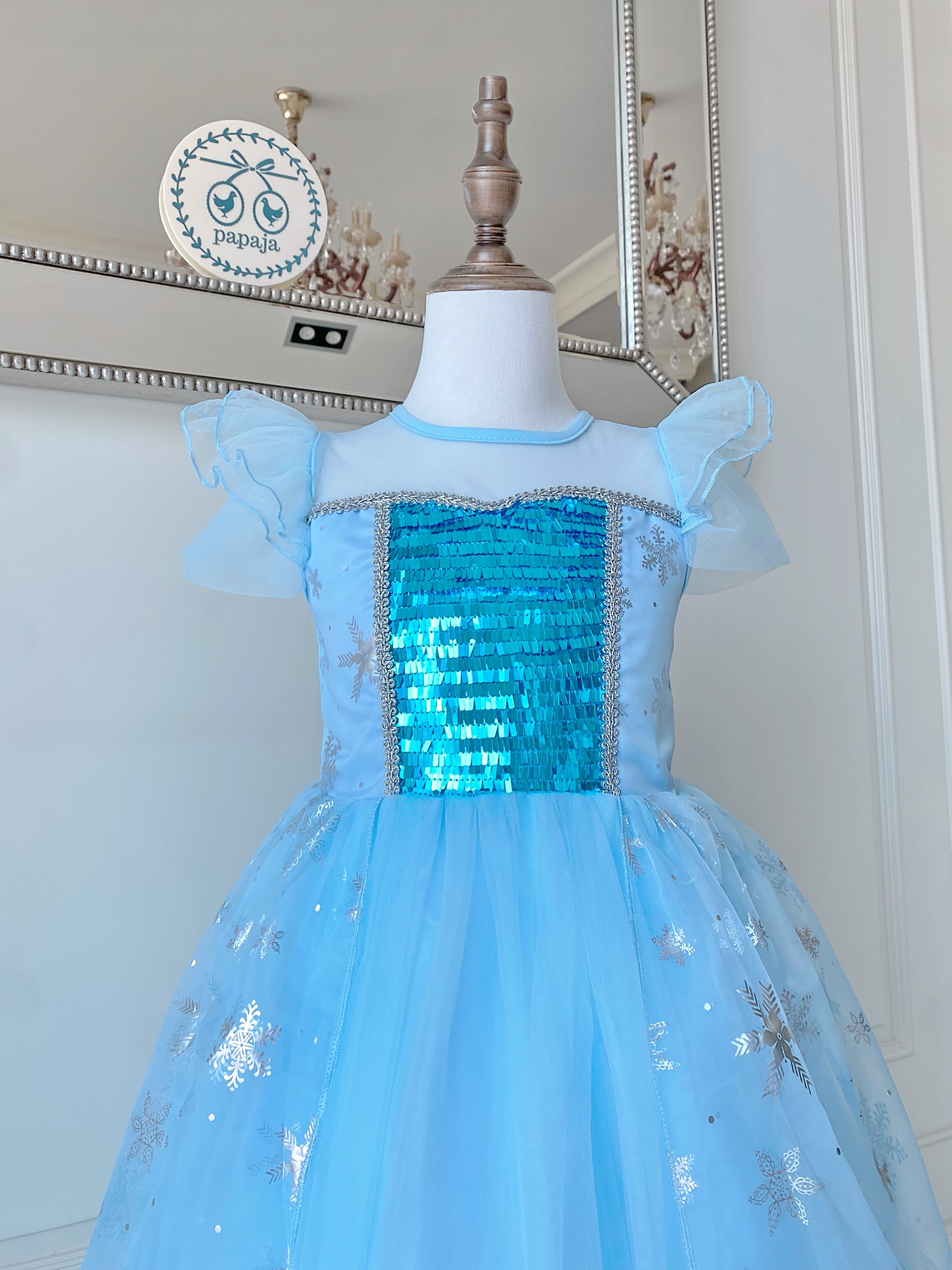 ชุดเจ้าหญิงเอลซ่า แขนกุดรุ่นทรงยอดนิยมกระโปรงยาว