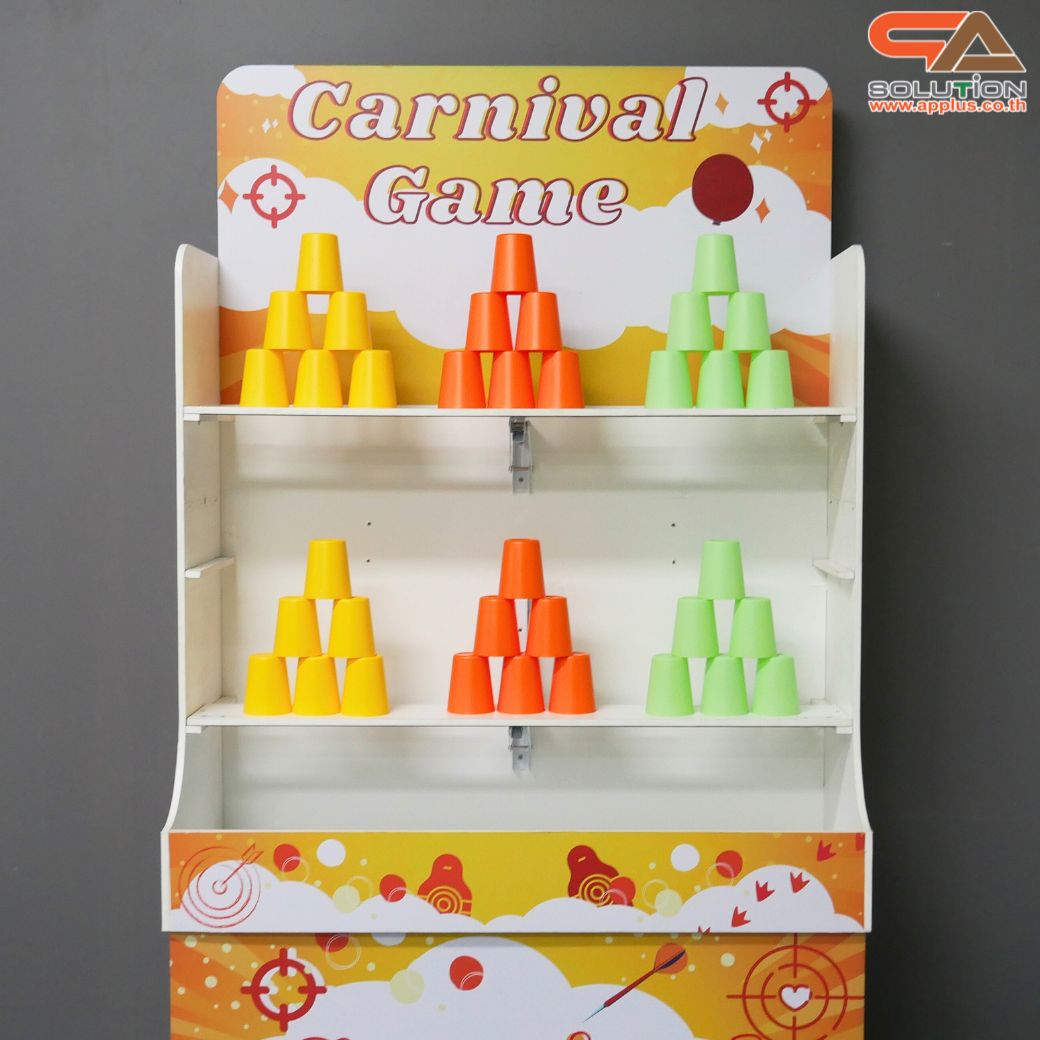 เกมส์ CARNIVAL GAME ปาแก้ว ขนาดโครง (W) 90 x (L)50 x (H)176 cm. พร้อมแก้ว 36 ใบ และบอลโฟม 12 ลูก