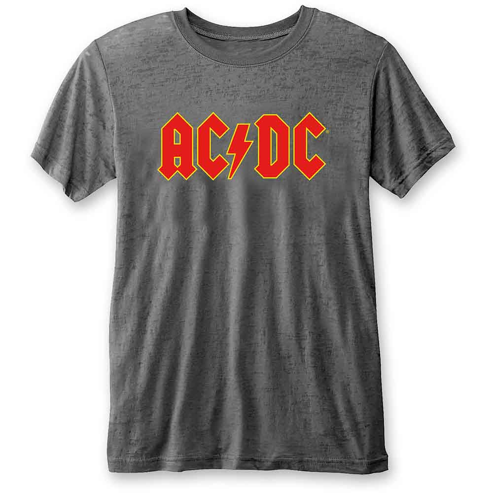 AC/DC Unisex Burnout T-Shirt: Logo CHARCOAL GREY