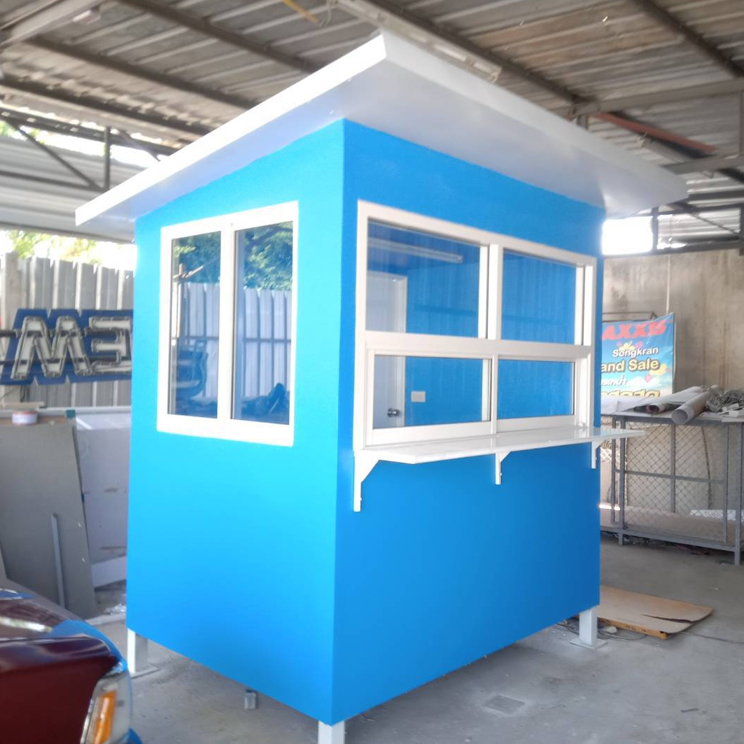 ป้อมยามสำเร็จรูป หุ้มเสา ขนาด (W)1.50 x (L)2.00 x (H)2.60 ม. โครงเหล็ก กรุแผ่นสมาร์ทบอร์ด บานหน้าต่างอลูมิเนียม