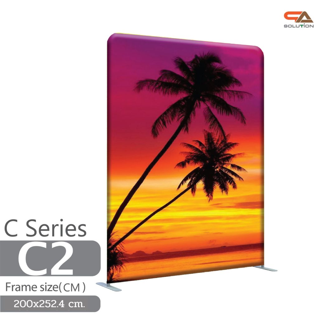 แบคดรอปผ้า รุ่น C series ขนาด (W)200 cm. x (H)228–324.6 cm.โครงอะลูมิเนียม ถอดประกอบได้ พร้อมกระเป๋าใส่อุปกรณ์