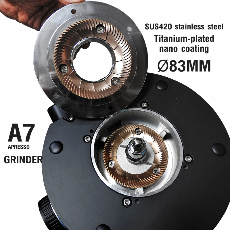 APRESSO A7 Digital coffee grinder with Dia.83mm Burrs and 1.5 kg Beans Jar-Free SCALE 200G