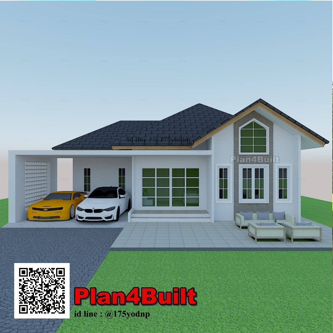 แบบบ้านนอร์ดิก 3ห้องนอน 2ห้องน้ำ จอดรถ2คัน