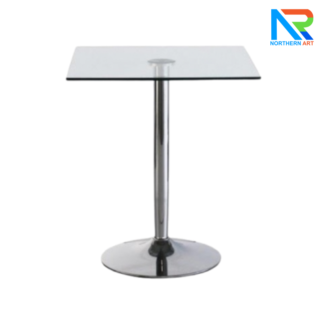 เช่าโต๊ะบาร์ TOP กระจกสี่เหลี่ยม ขาเหล็กชุบโครเมี่ยม ขนาด (W)65 x (D)65 cm.
