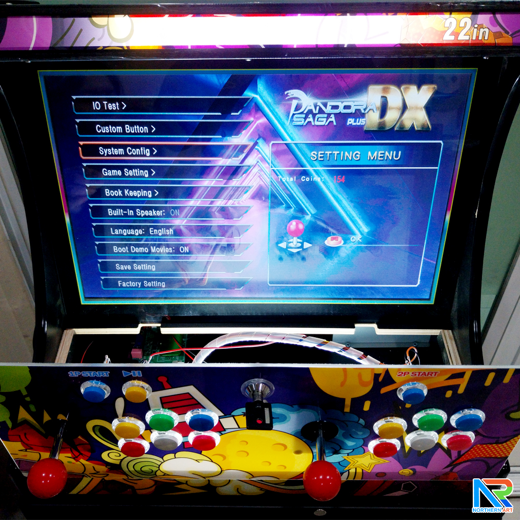 เช่าตู้เกมส์กดตั้งพื้น พร้อมเกมส์นับ 1,000+ มีลำโพงและเพลงในตัว เล่นพร้อมกันได้ 2 คน ขนาด (W)59 x (D)42 x (H)144cm