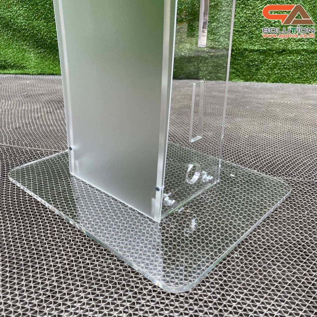 โพเดียมอะคริลิคใส รุ่น AC-11 ด้านหน้าอะคริลิคฝ้า TOP ตรง ขนาด (W)47 x (L)37 x (H)100 cm.