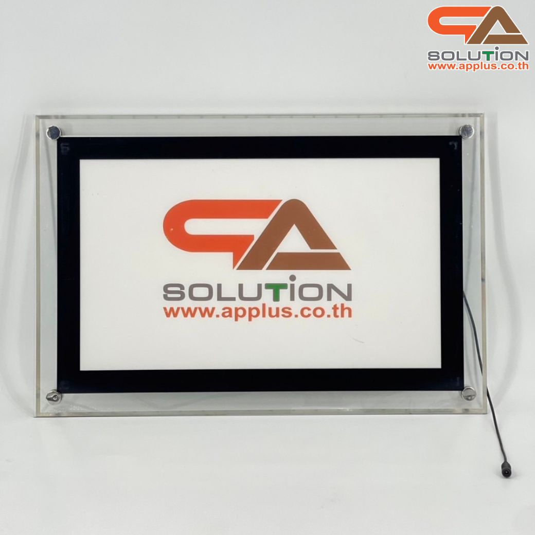 CLEARANCE SALE! กรอบป้ายไฟ LED รุ่น Crystal กรอบใสเรืองแสง พร้อมหมุดสแตนเลส ขนาด (W)40 x (L)60 cm.