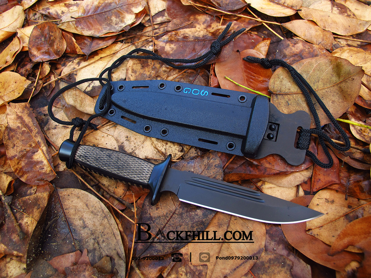 มีดโบวี่ SOG Bowie Knife ด้ามไม้บากลายสุดงาม พร้อมซองมีดพกพา