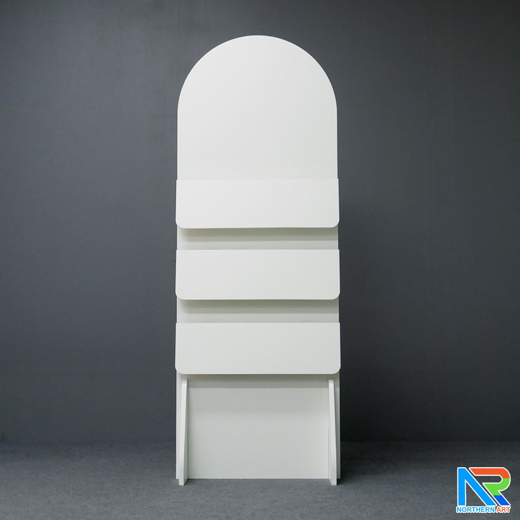 ชั้นวางสแตนดี้ไม้ MDF ปิดผิวเมลามีน แบบพับขั้นวางได้