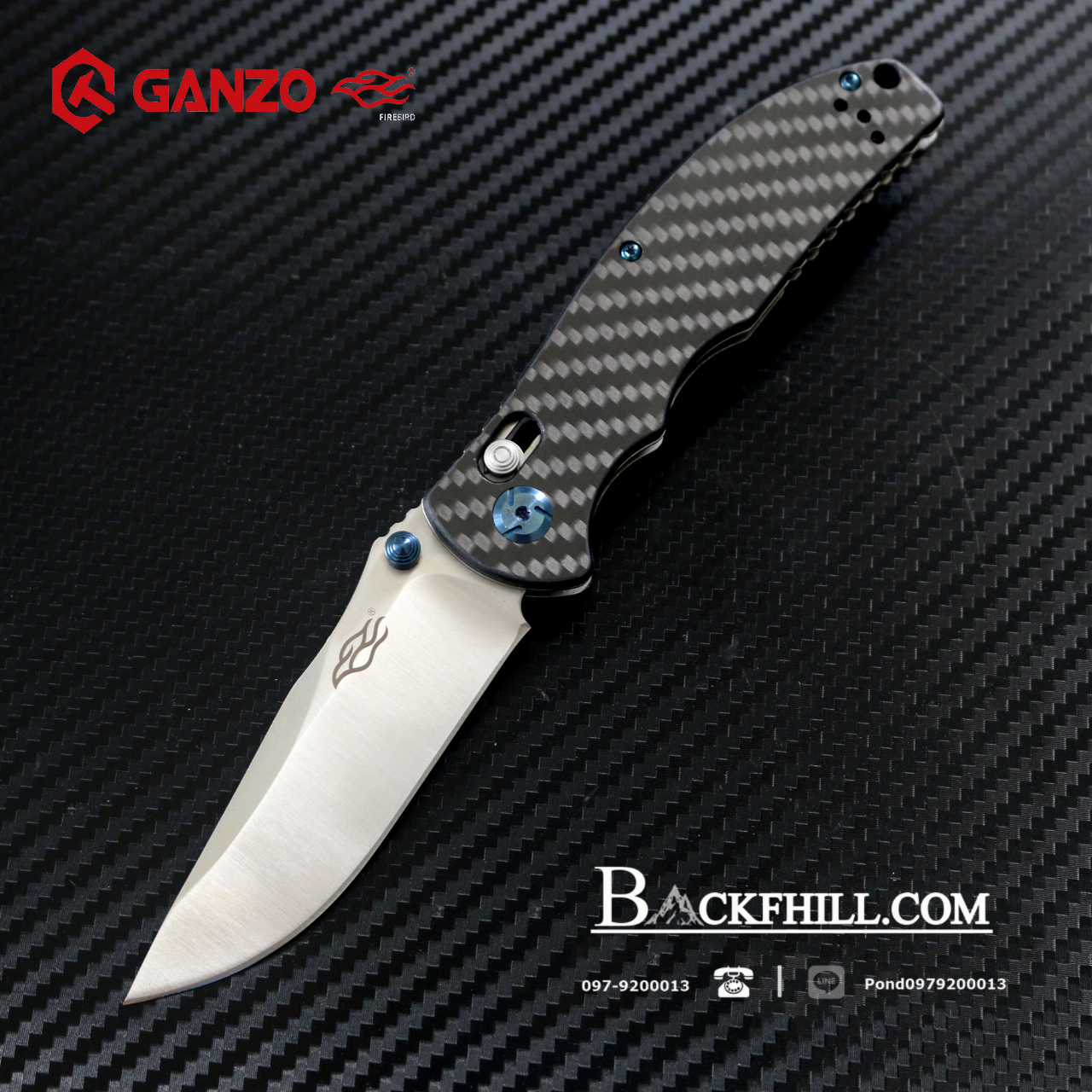 มีดพับ Ganzo รุ่น F7501-CF ด้ามคาร์บอนไฟเบอร์