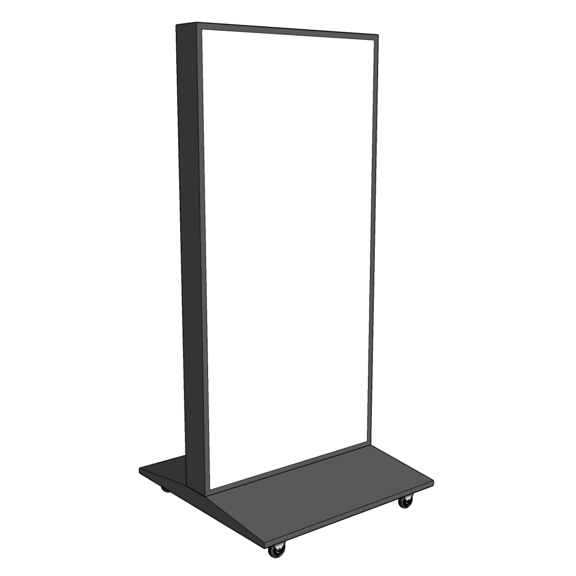 ตู้ไฟ LED ตั้งพื้น ฐาน SLOPE พร้อมล้อเลื่อน ขนาด 100x200 cm.พร้อมแผ่นอะคริลิค 2 แผ่น โชว์งานพิมพ์ 2 ด้าน เหมาะกับภายนอกอาคาร