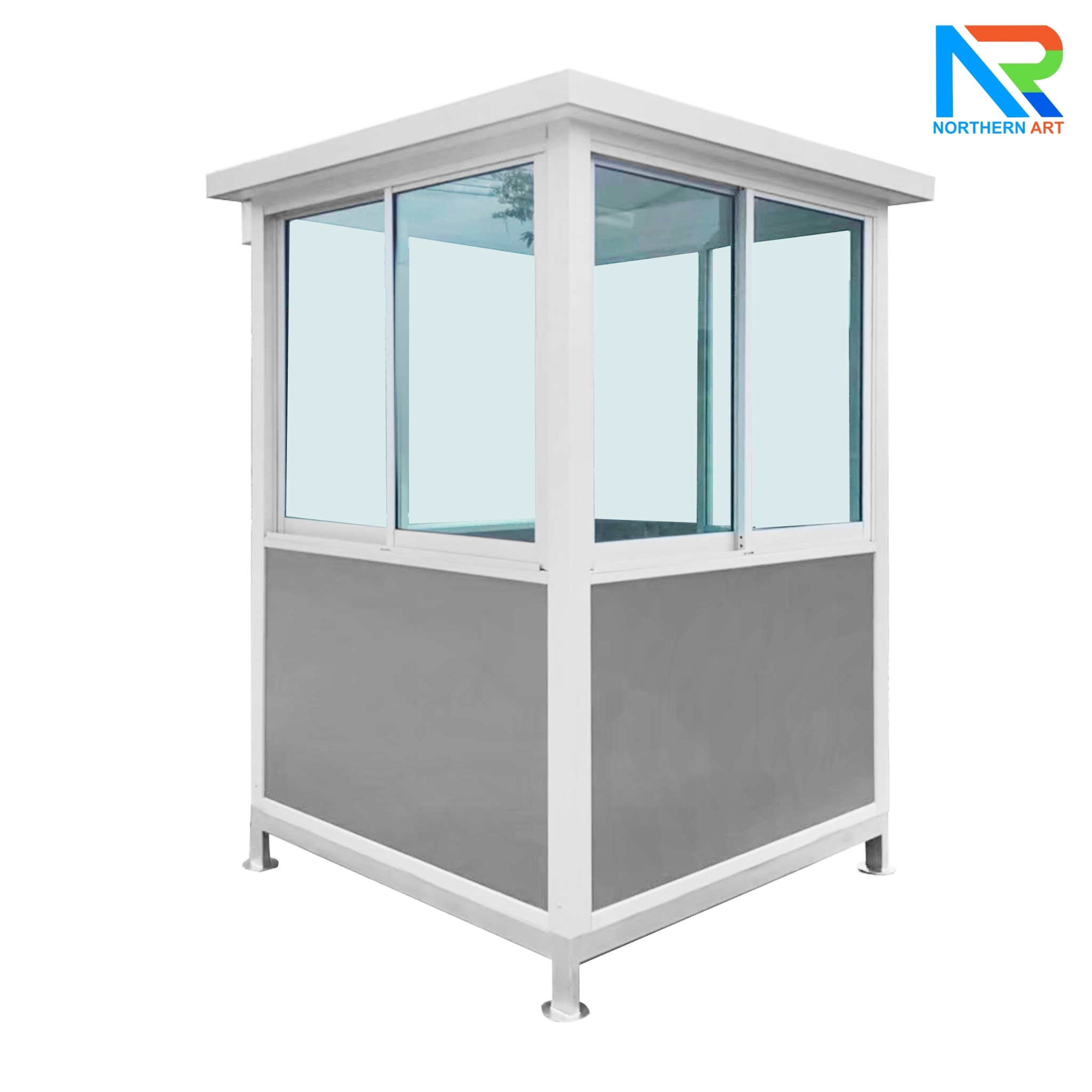 ป้อมยามสำเร็จรูป รุ่น COMPOSITE ขนาด 1.50x1.50 ม.โครงสร้างเหล็ก ผนังคอมโพสิทหนา 4 มม.(เลือกสีได้) ประตู-หน้าต่าง อลูมิเนียมสีเงิน