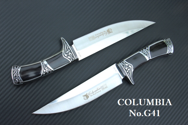 มีดใบตาย COLUMBIA รุ่น G41 ด้ามจับ ลายคลาสสิค ไม้เนื้อดำอย่างดี พร้อมซองไนลอน