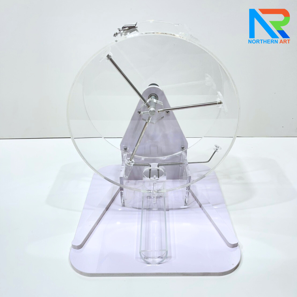 เกมส์จับฉลากมือหมุน ตั้งโต๊ะ ขนาด (W)31.5 X (L)35 X (H)38 cm. หมุนได้ 360 องศา พร้อมลูกบอลตัวเลข 1-60 จำนวน 60 ลูก