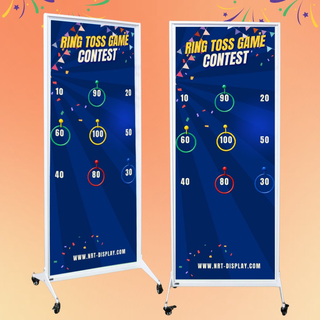 เกมส์โยนห่วงแม่เหล็กตั้งพื้น ขนาด (W)71 x (D)51 x (H)183 cm. ขอคล้องห่วงแม่เหล็ก 9 อันและห่วงโยนคละสี 12 อัน