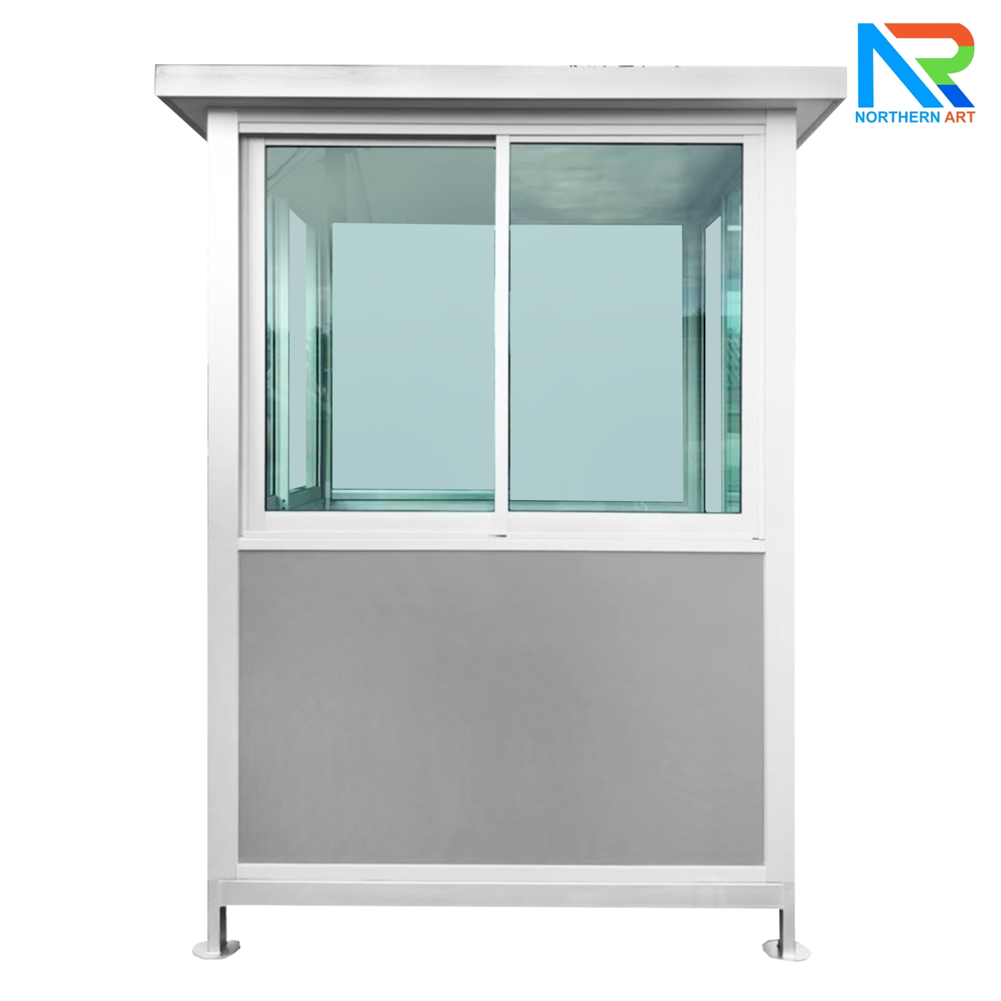 ป้อมยามสำเร็จรูป รุ่น COMPOSITE ขนาด 1.50x1.50 ม.โครงสร้างเหล็ก ผนังคอมโพสิทหนา 4 มม.(เลือกสีได้) ประตู-หน้าต่าง อลูมิเนียมสีเงิน