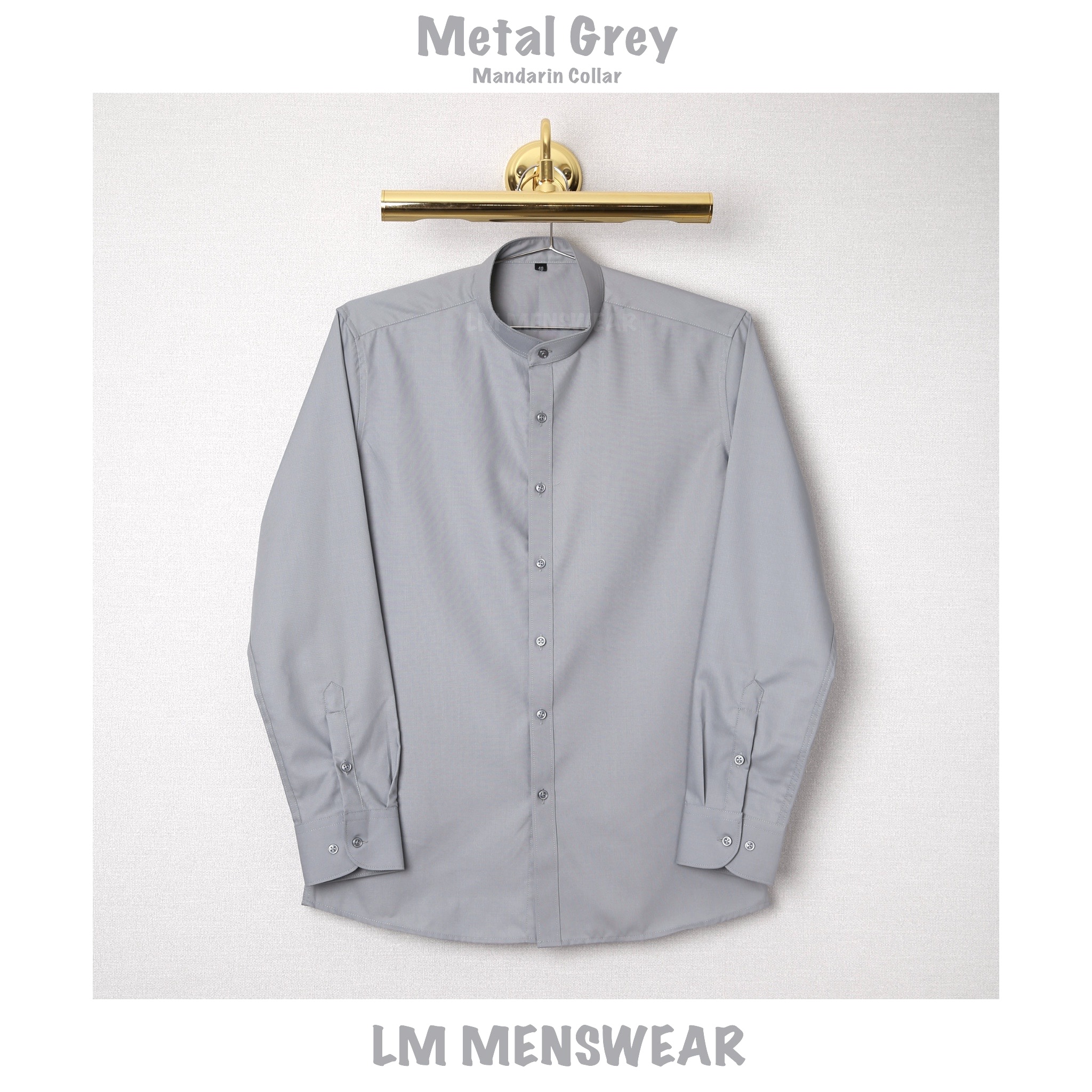 เสื้อเชิ้ตคอจีน สีเทาเมทัล (Metal Grey Shirt - Mandarin Collar)