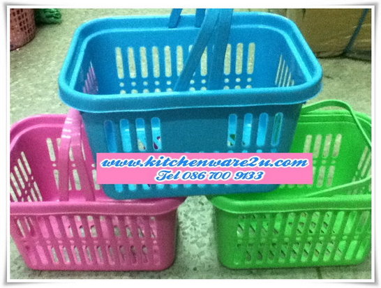 P06931 ตะกร้า หูหิ้ว สีหวาน (20*28*15 cm) เกรดเอ 501 (ราคาส่งต่อ 12 โหล: 144 ใบ:เฉลี่ย 195 บาท/โหล)