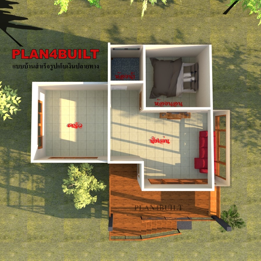 แบบบ้าน N1-05 เป็นแบบบ้านยกพื้นสูง สไตล์บ้านสวน