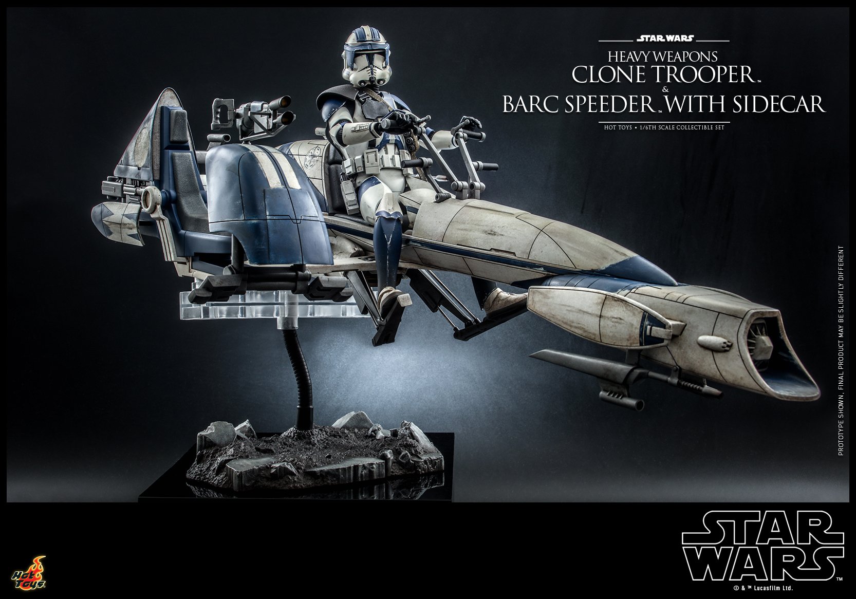 Hot Toys TMS077 1/6 Star Wars: The Clone Wars™ - Heavy Weapons Clone Trooper™ and BARC Speeder™ with Sidecar™