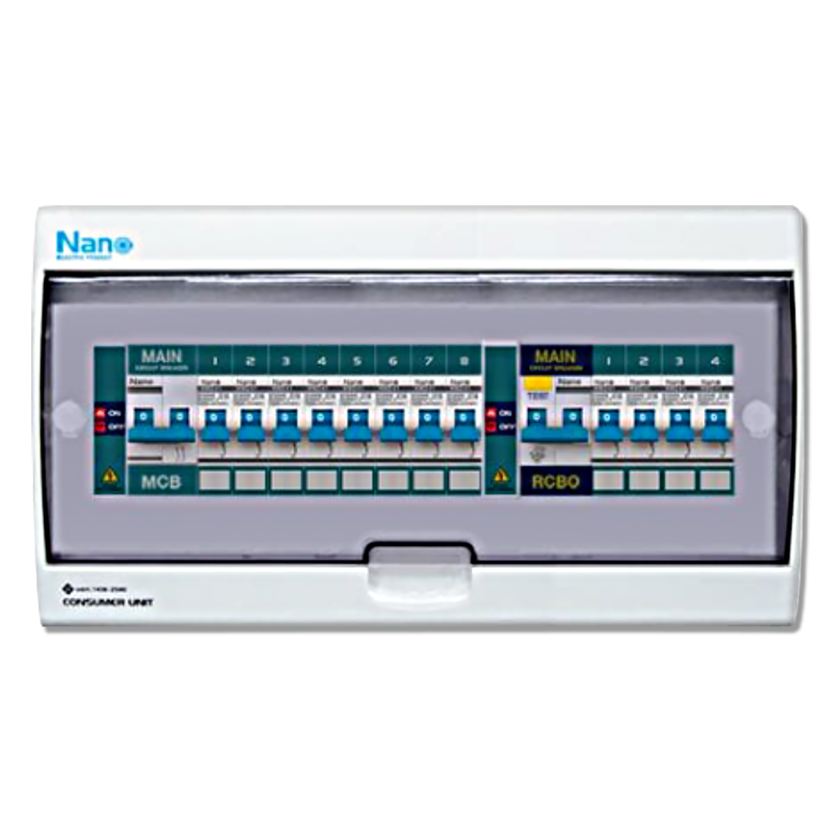NANO ตู้คอนซูมเมอร์ยูนิต Split Bus (Main MCB+8 MCB & Main RCBO+4 MCB)