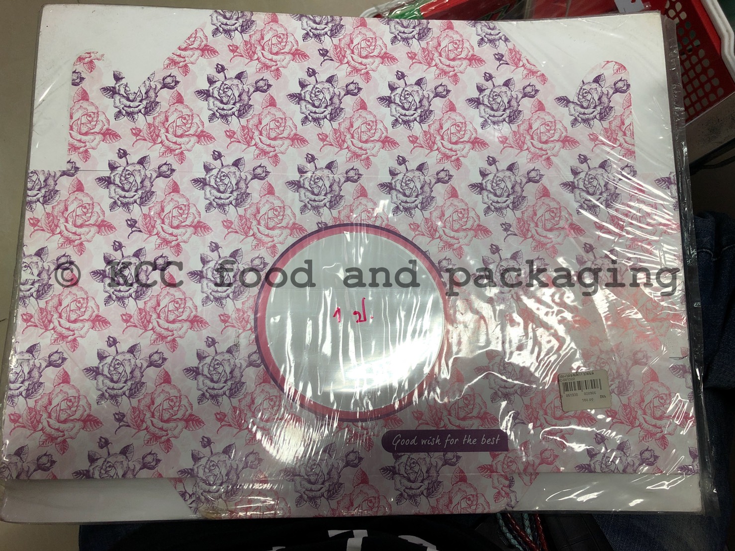 กล่องเค้ก 1 ปอนด์ ลาย ดอกกุหลาบ (10ใบ)