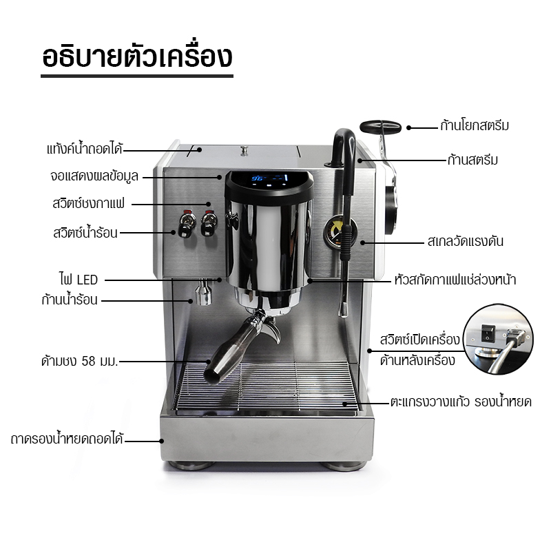 APRESSO AURORA Professional coffee maker 1 brew head- 540CC boiler-semi-expanded saturated brew head