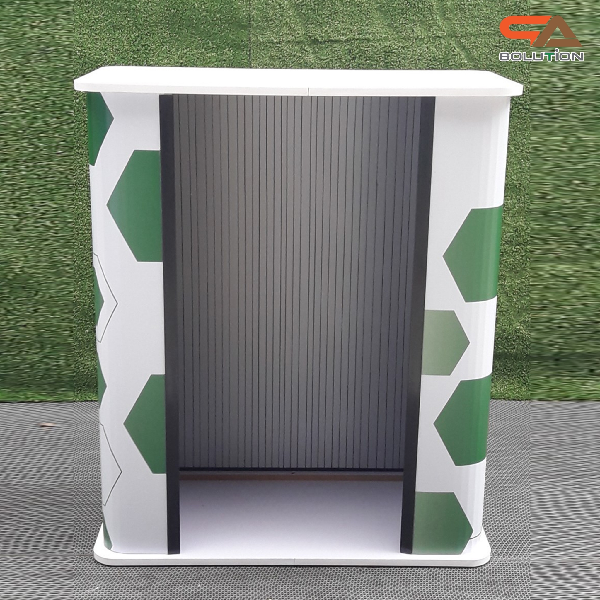 เคาน์เตอร์ออกบูธ ทรงเหลี่ยม ขนาด(W)80 X (D)40X (H)93.7 cm. ถอดประกอบได้ เคลื่อนย้ายสะดวก พร้อมกระเป๋า 1 ใบ